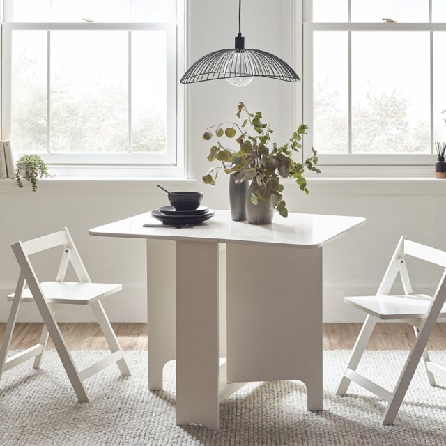 Julian Bowen Gatan White Dining Table & 2 White Chairs - image 1