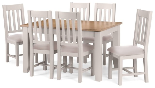 Julian Bowen Richmond Ext Grey Dining Table & 6 Grey Chairs - image 1