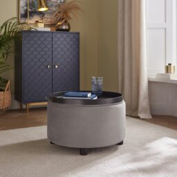 GFW Delilah Velvet Storage Ottoman - Grey - thumbnail 2