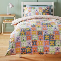 Habitat Checkerboard Floral Kids Bedding Set - Double