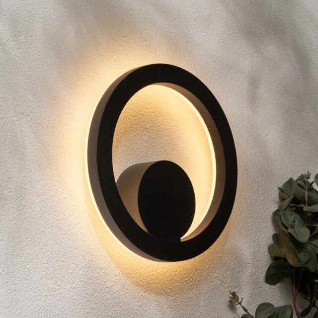 Zink IPSE IP65 Black LED Outdoor Round Wall Up & Down Light - image 1