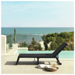 Shaf Folding Rattan Effect Sun Lounger - Dark Grey