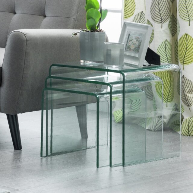 Julian Bowen Amalfi Nest of 3 Tables - Clear Glass - image 1