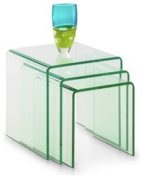 Julian Bowen Amalfi Nest of 3 Tables - Clear Glass - thumbnail 2