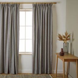 Habitat Herringbone Pencil Pleat Curtains - Grey - 117x137cm