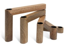 Habitat Mango Wood Folding Taper Candle Holder - Natural - thumbnail 2
