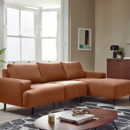 Habitat Julien Faux Leather Right Hand Corner Chaise Sofa - Tan - thumbnail 1