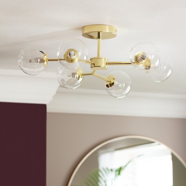 Argos Home Molecular 6 Light Metal Flush Ceiling Light - Brass - image 1