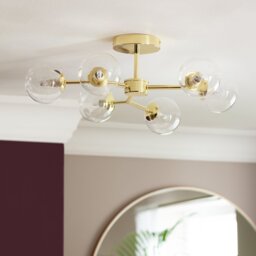 Argos Home Molecular 6 Light Metal Flush Ceiling Light - Brass