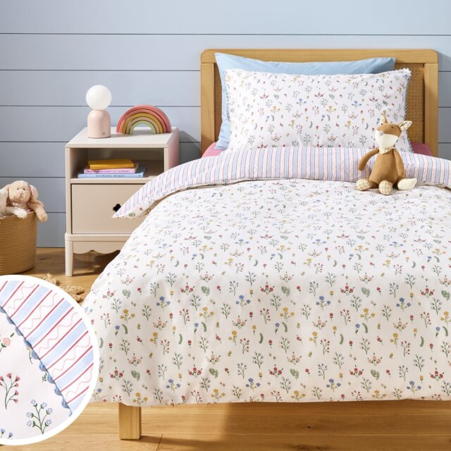 Argos Home Ditsy Floral Rik Rak Kids Bedding Set - Single - image 1