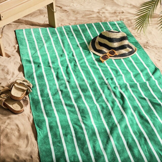 Habitat Green Skinny Stripe Beach Towel - image 1