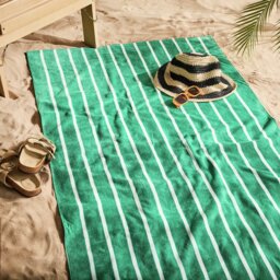 Habitat Green Skinny Stripe Beach Towel - thumbnail 1
