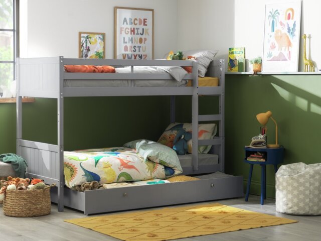 Habitat Detachable Bunk Bed, Drawer & 2 Mattresses - Grey - image 1