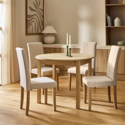 Argos Home Sendi Oval Natural Dining Table & 4 Cream Chairs