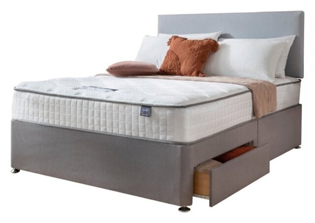 Silentnight Memory Small Double 2 Drawer Divan Bed - Grey - image 1