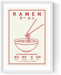 East End Prints Ramen Red & White White Frame Art Print - A2 - thumbnail 2
