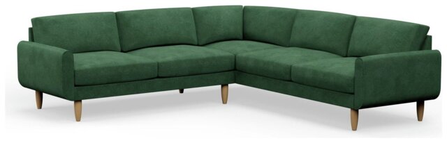 Hutch Velvet Round Arm 7 Seater Corner Sofa - Sage Green - image 1