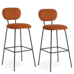 Habitat Ariana Pair of Fabric Counter Bar Stool - Copper - thumbnail 1