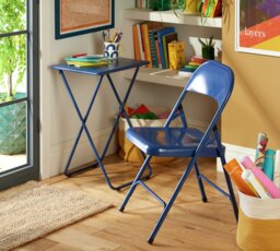Habitat Airo Metal Folding Side Table - Blue
