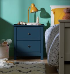 Habitat Brooklyn 2 Drawer Bedside Table - Ink Blue - thumbnail 1