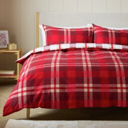 Argos Home Brushed Cotton Check Red Bedding Set - Single - thumbnail 2
