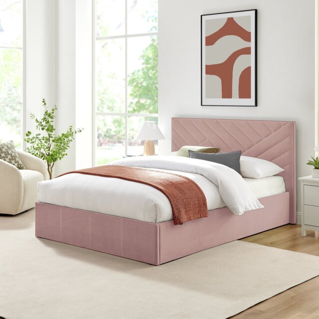 Argos Home Luca Double End Lift Ottoman Bed - Pink - image 1