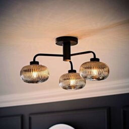 ValueLights Amaia Metal 3-Light Bathroom Flush Ceiling Light - Black - thumbnail 2