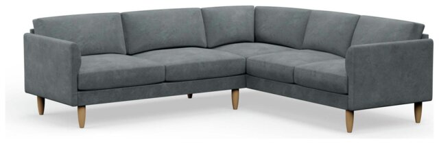 Hutch Velvet Curve Arm 6 Seater Corner Sofa - Slate Grey - image 1
