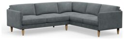Hutch Velvet Curve Arm 6 Seater Corner Sofa - Slate Grey - thumbnail 1