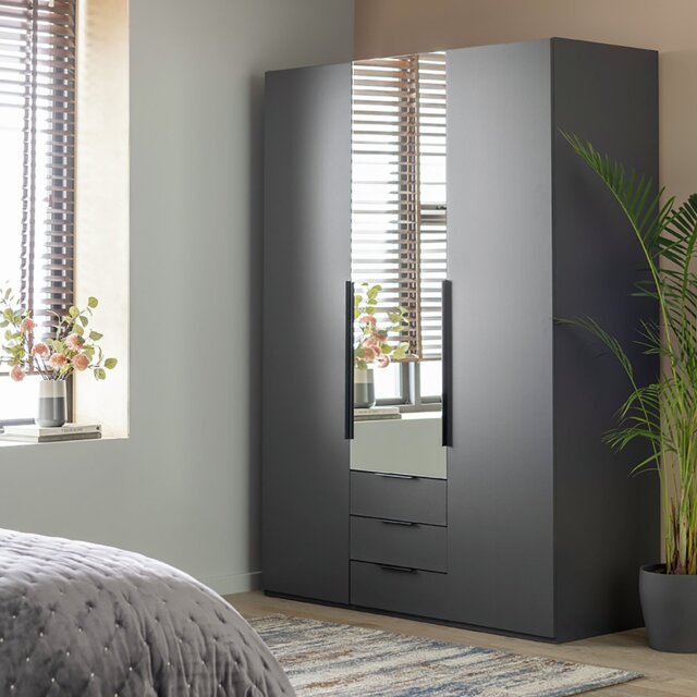 Argos Home Hallingford 3 Door 3 Drawer Wardrobe -Anthracite - image 1
