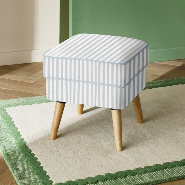 Habitat Callie Fabric Footstool - Blue Stripe - image 1