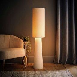ValueLights Ash Boucle Fabric Statement Floor Lamp - Cream - thumbnail 2
