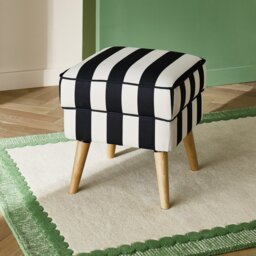Habitat Callie Fabric Footstool - Black & White - thumbnail 1