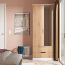 Livara Ready Assembled Tofino 2 Door Wardrobe - White & Oak - thumbnail 1