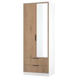 Livara Ready Assembled Tofino 2 Door Wardrobe - White & Oak - thumbnail 2