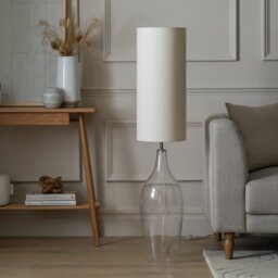 Argos Home Abas Brushed Chrome&Bubble Glass Floor Lamp - Nickel