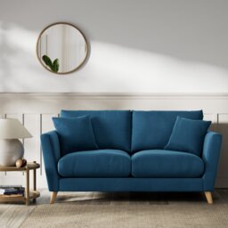 Habitat Lomond Velvet 2 Seater Sofa - Blue - Ash Leg - thumbnail 2