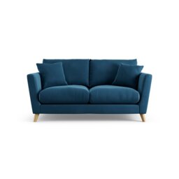 Habitat Lomond Velvet 2 Seater Sofa - Blue - Ash Leg