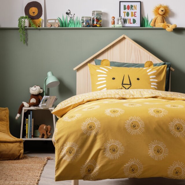 Habitat Cotton Safari Lion Yellow Bedding Set - Single - image 1