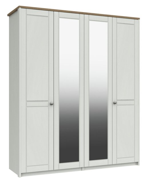 Kielder 4 Door 2 Mirror Wardrobe - White - image 1