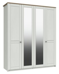 Kielder 4 Door 2 Mirror Wardrobe - White - thumbnail 1