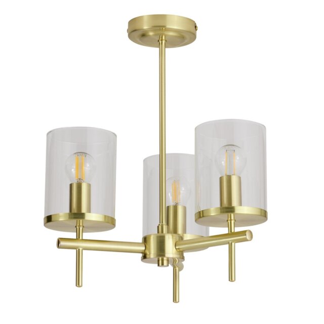 Argos Home Glass 3 Light Flush Ceiling Uplighter - Brass - image 1