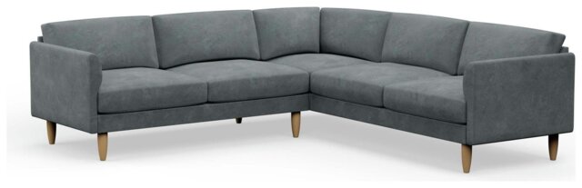 Hutch Velvet Curve Arm 7 Seater Corner Sofa - Slate Grey - image 1