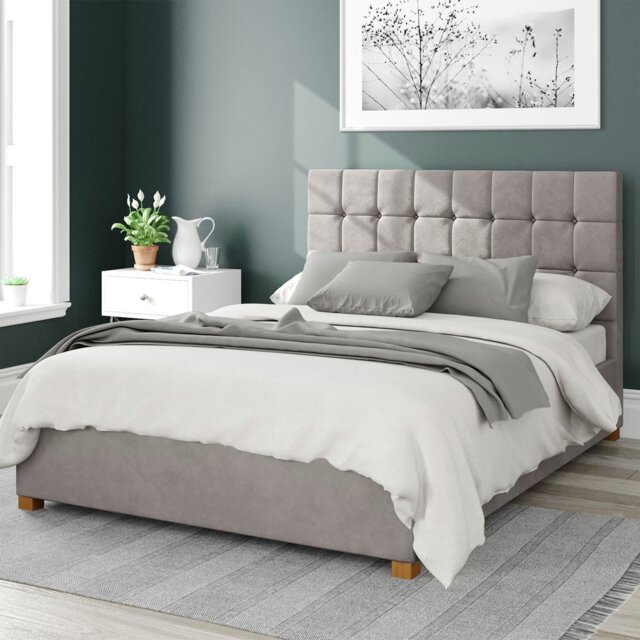 Aspire Sinatra Velvet Kingsize Ottoman Bedframe - Silver - image 1