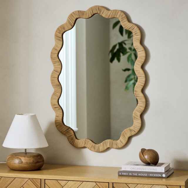 Habitat Rattan Wavy Wall Mirror - 90x60cm - image 1