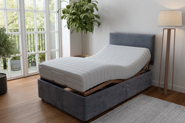 Mibed Memory SmallDouble Adjustable Bed With Mattress - Grey - image 1