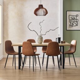 Habitat Zayn Birch Dining Table And 6 Tan Chairs - thumbnail 1