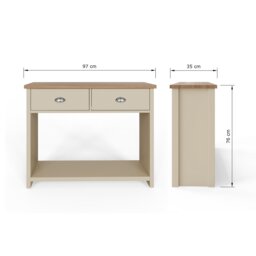 GFW Lancaster 2 Drawer Console Table - Cream - thumbnail 2