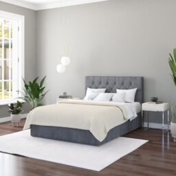 Aspire Olivier Kingsize Velvet End Lift Ottoman Bed - Grey
