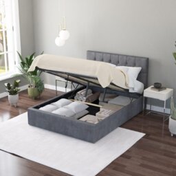 Aspire Olivier Kingsize Velvet End Lift Ottoman Bed - Grey - thumbnail 2